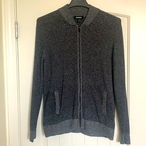 Medium Black and Gray Stripped Cardigan.